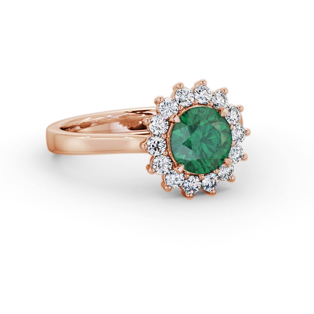 Cluster Emerald and Diamond 1.65ct Ring 18K Rose Gold - Jumana GEM108_RG_EM_FLAT
