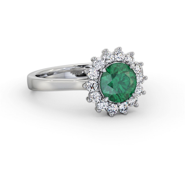 Cluster Emerald and Diamond 1.65ct Ring Platinum - Jumana GEM108_WG_EM_FLAT