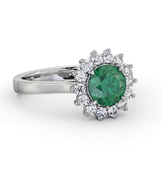 Cluster Emerald and Diamond 1.65ct Ring 18K White Gold GEM108_WG_EM_THUMB1