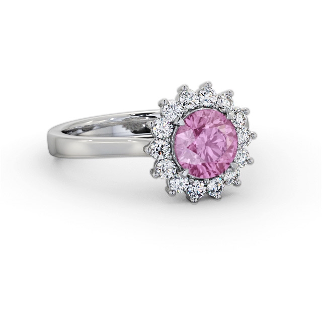 Cluster Pink Sapphire and Diamond 1.80ct Ring 18K White Gold - Jumana GEM108_WG_PS_FLAT