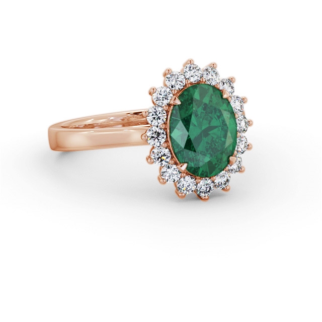 Cluster Emerald and Diamond 2.30ct Ring 9K Rose Gold - Lexen GEM109_RG_EM_FLAT