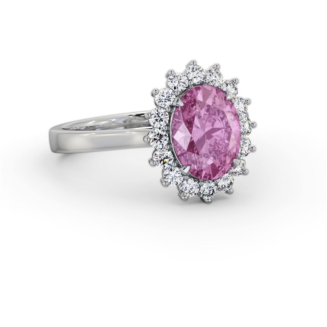 Cluster Pink Sapphire and Diamond 2.50ct Ring 18K White Gold - Lexen GEM109_WG_PS_FLAT