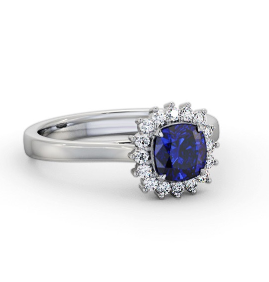 Cluster Blue Sapphire and Diamond 0.90ct Ring 18K White Gold GEM110_WG_BS_THUMB1