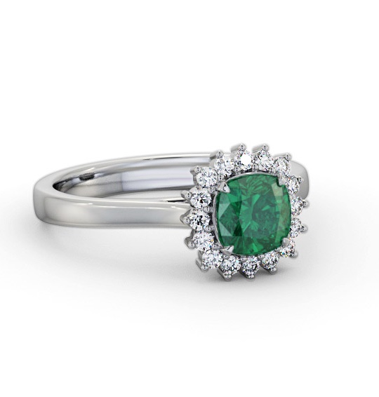 Cluster Emerald and Diamond 0.75ct Ring 18K White Gold GEM110_WG_EM_THUMB1