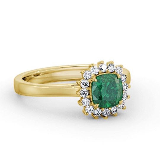 Cluster Emerald and Diamond 0.75ct Ring 18K Yellow Gold GEM110_YG_EM_THUMB1