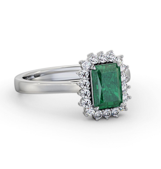 Cluster Emerald and Diamond 1.20ct Ring 18K White Gold GEM111_WG_EM_THUMB1