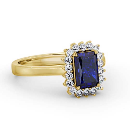 Cluster Blue Sapphire and Diamond 1.45ct Ring 18K Yellow Gold GEM111_YG_BS_THUMB1