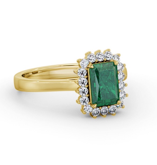 Cluster Emerald and Diamond 1.20ct Ring 18K Yellow Gold GEM111_YG_EM_THUMB1