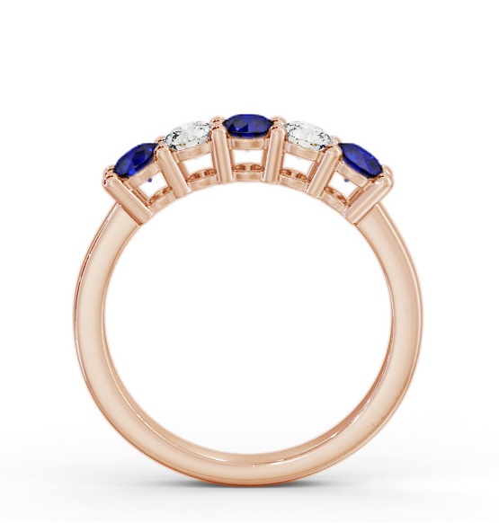 Five Stone Blue Sapphire and Diamond 0.94ct Ring 9K Rose Gold GEM112_RG_BS_THUMB1 