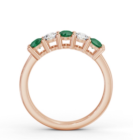 Five Stone Emerald and Diamond 0.85ct Ring 18K Rose Gold GEM112_RG_EM_THUMB1 