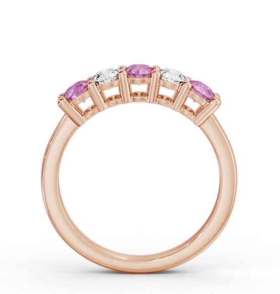 Five Stone Pink Sapphire and Diamond 0.94ct Ring 9K Rose Gold GEM112_RG_PS_THUMB1 