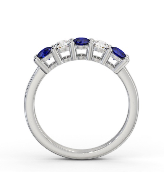 Five Stone Blue Sapphire and Diamond 0.94ct Ring 18K White Gold GEM112_WG_BS_THUMB1 