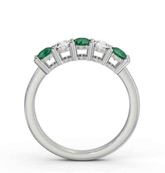 Five Stone Emerald and Diamond 0.85ct Ring 18K White Gold GEM112_WG_EM_THUMB1 
