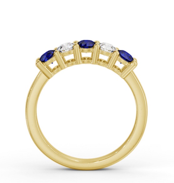 Five Stone Blue Sapphire and Diamond 0.94ct Ring 9K Yellow Gold GEM112_YG_BS_THUMB1 