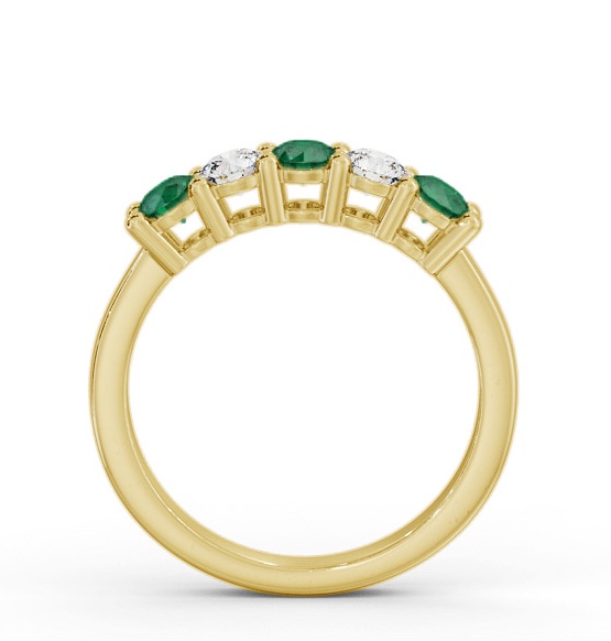 Five Stone Emerald and Diamond 0.85ct Ring 9K Yellow Gold GEM112_YG_EM_THUMB1 