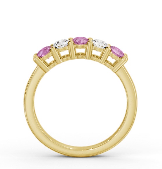 Five Stone Pink Sapphire and Diamond 0.94ct Ring 9K Yellow Gold GEM112_YG_PS_THUMB1 