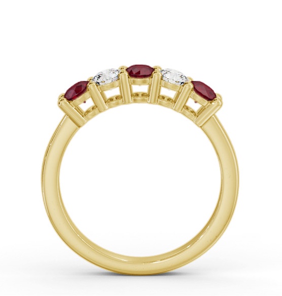 Five Stone Ruby and Diamond 0.94ct Ring 18K Yellow Gold GEM112_YG_RU_THUMB1 
