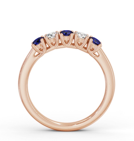 Five Stone Blue Sapphire and Diamond 0.65ct Ring 9K Rose Gold GEM113_RG_BS_THUMB1 
