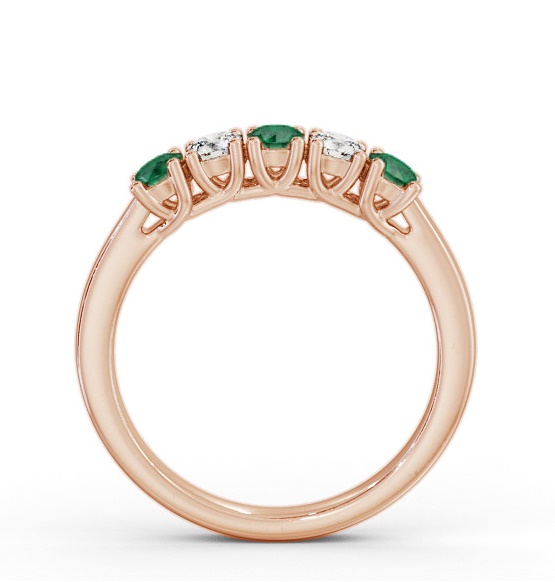 Five Stone Emerald and Diamond 0.56ct Ring 18K Rose Gold GEM113_RG_EM_THUMB1 