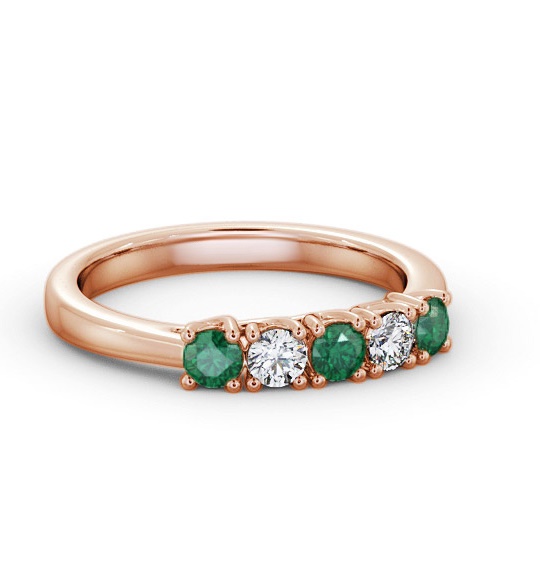 Five Stone Emerald and Diamond 0.56ct Ring 18K Rose Gold GEM113_RG_EM_THUMB2 