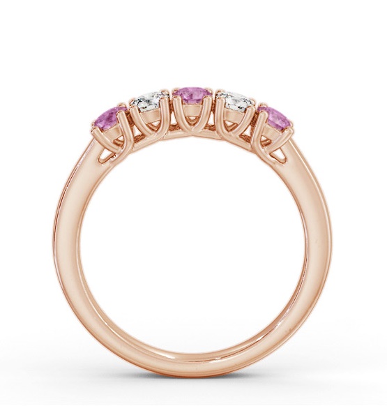Five Stone Pink Sapphire and Diamond 0.65ct Ring 9K Rose Gold GEM113_RG_PS_THUMB1 
