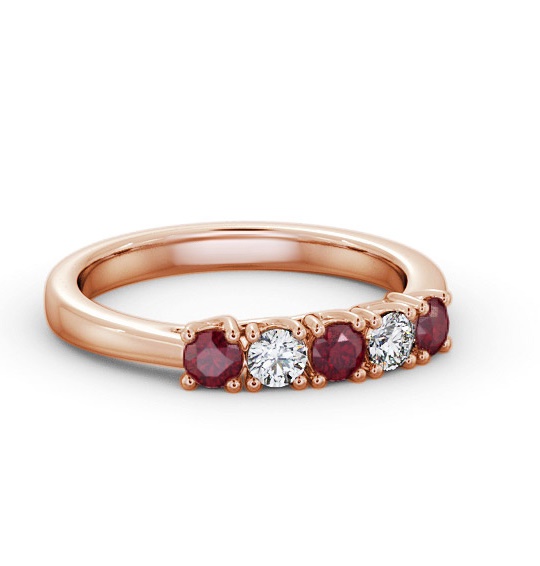 Five Stone Ruby and Diamond 0.65ct Ring 18K Rose Gold GEM113_RG_RU_THUMB2 
