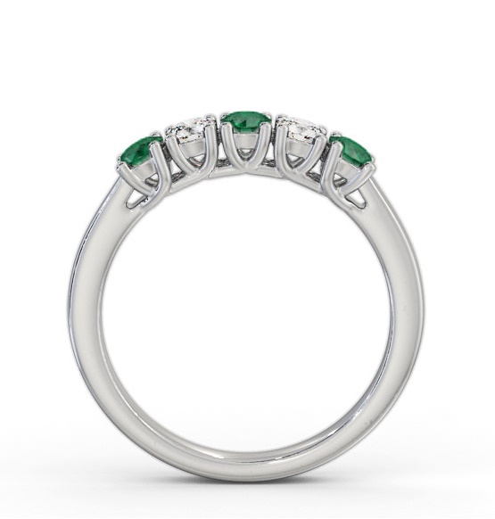 Five Stone Emerald and Diamond 0.56ct Ring 9K White Gold GEM113_WG_EM_THUMB1 