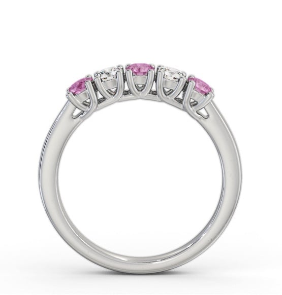 Five Stone Pink Sapphire and Diamond 0.65ct Ring 18K White Gold GEM113_WG_PS_THUMB1 