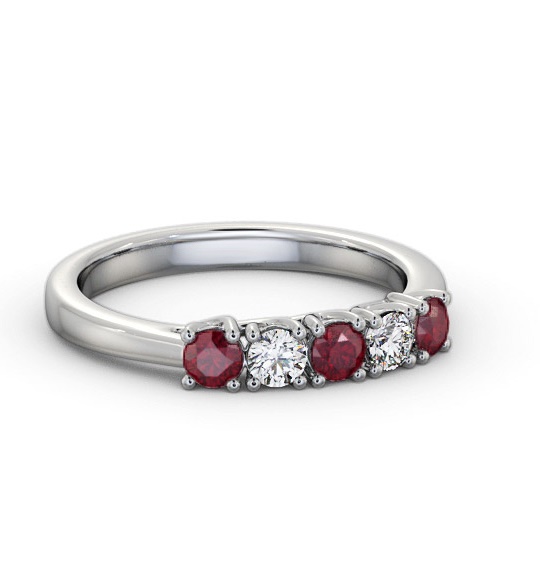 Five Stone Ruby and Diamond 0.65ct Ring Platinum GEM113_WG_RU_THUMB2 