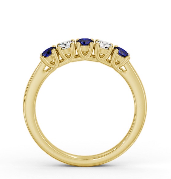 Five Stone Blue Sapphire and Diamond 0.65ct Ring 18K Yellow Gold GEM113_YG_BS_THUMB1 