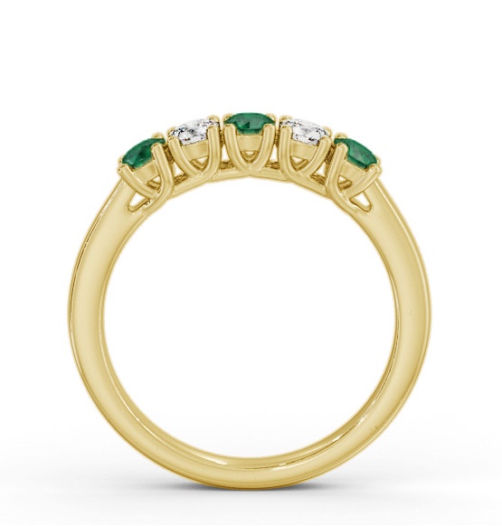 Five Stone Emerald and Diamond 0.56ct Ring 9K Yellow Gold GEM113_YG_EM_THUMB1 