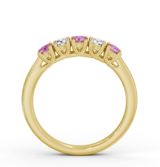 Five Stone Pink Sapphire and Diamond 0.65ct Ring 9K Yellow Gold GEM113_YG_PS_THUMB1 