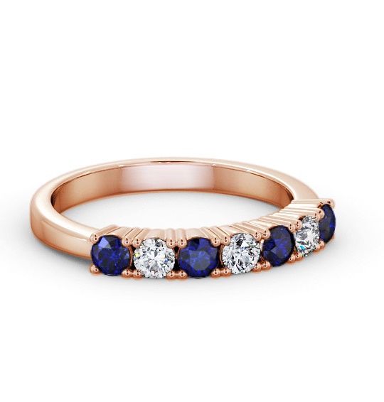 Seven Stone Blue Sapphire and Diamond 0.72ct Ring 18K Rose Gold GEM114_RG_BS_THUMB1