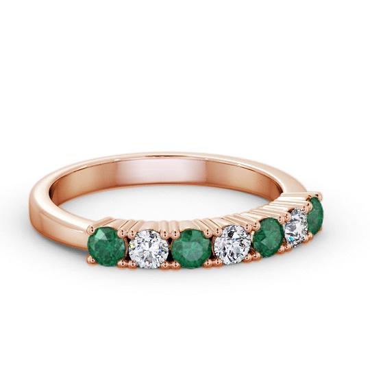 Seven Stone Emerald and Diamond 0.64ct Ring 9K Rose Gold GEM114_RG_EM_THUMB1