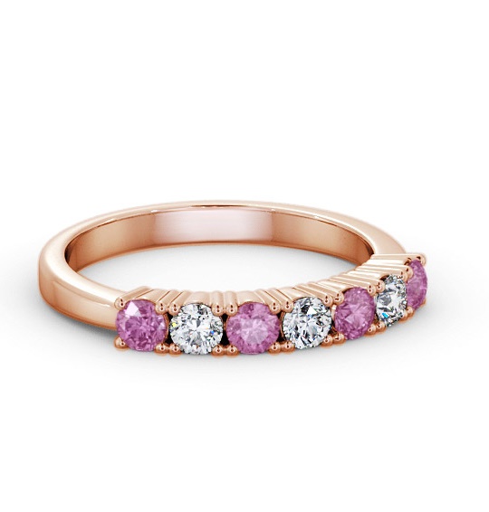 Seven Stone Pink Sapphire and Diamond 0.72ct Ring 18K Rose Gold GEM114_RG_PS_THUMB1