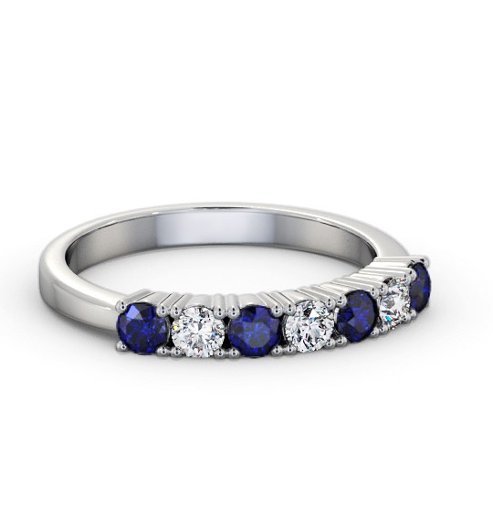 Seven Stone Blue Sapphire and Diamond 0.64ct Ring 18K White Gold GEM114_WG_BS_THUMB2 