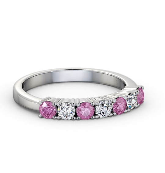 Seven Stone Pink Sapphire and Diamond 0.72ct Ring 18K White Gold GEM114_WG_PS_THUMB1