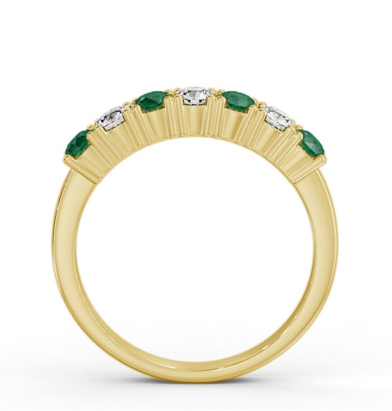 Seven Stone Emerald and Diamond 0.64ct Ring 18K Yellow Gold GEM114_YG_EM_THUMB1 