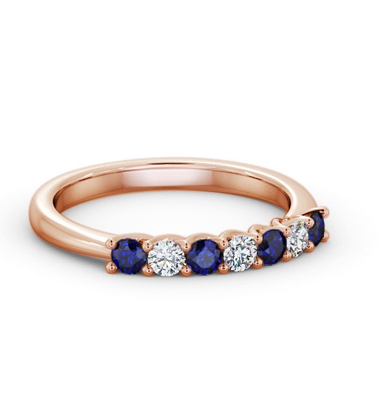 Seven Stone Blue Sapphire and Diamond 0.54ct Ring 18K Rose Gold GEM115_RG_BS_THUMB1