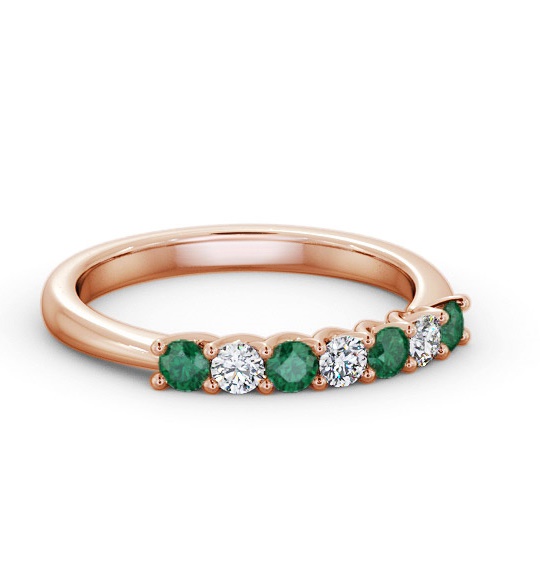 Seven Stone Emerald and Diamond 0.46ct Ring 18K Rose Gold GEM115_RG_EM_THUMB1