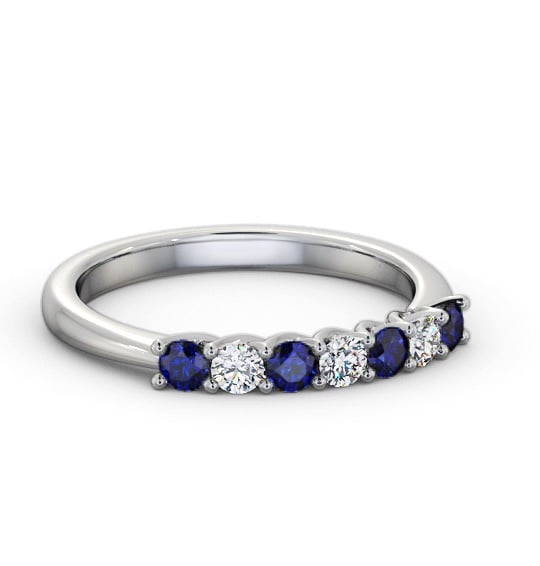 Seven Stone Blue Sapphire and Diamond 0.54ct Ring 18K White Gold GEM115_WG_BS_THUMB2 