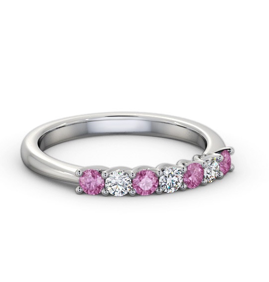 Seven Stone Pink Sapphire and Diamond 0.54ct Ring 18K White Gold GEM115_WG_PS_THUMB1