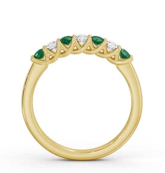 Seven Stone Emerald and Diamond 0.46ct Ring 18K Yellow Gold GEM115_YG_EM_THUMB1 