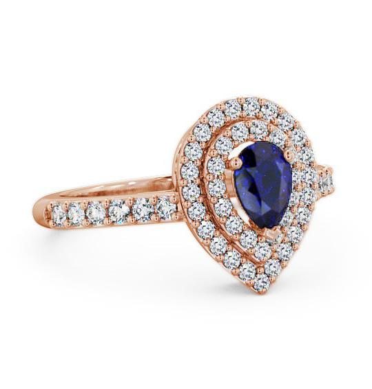 Halo Blue Sapphire and Diamond 0.97ct Ring 18K Rose Gold GEM11_RG_BS_THUMB1