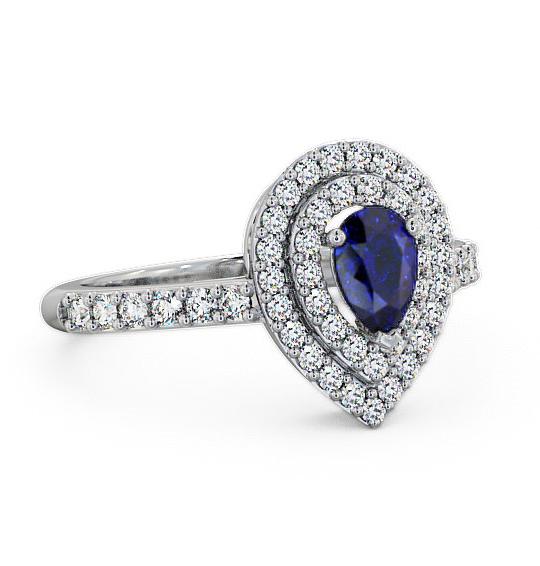 Halo Blue Sapphire and Diamond 0.97ct Ring 18K White Gold GEM11_WG_BS_THUMB1