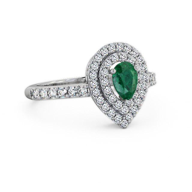Halo Emerald and Diamond 0.92ct Ring 18K White Gold - Tracy GEM11_WG_EM_HAND