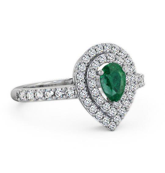 Halo Emerald and Diamond 0.92ct Ring 9K White Gold GEM11_WG_EM_THUMB2 