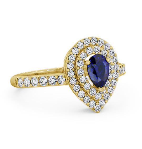Halo Blue Sapphire and Diamond 0.97ct Ring 9K Yellow Gold GEM11_YG_BS_THUMB1
