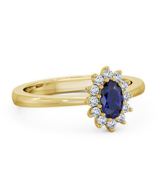 Cluster Blue Sapphire and Diamond 0.52ct Ring 9K Yellow Gold GEM12_YG_BS_THUMB1