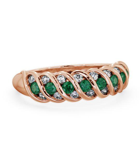 Half Eternity Emerald and Diamond 0.47ct Ring 18K Rose Gold GEM13_RG_EM_THUMB1